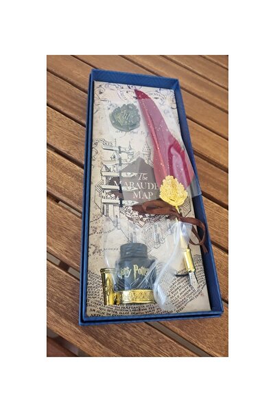 MJ TOYS Harry Potter Baskılı Özel Tasarım Divit Hokka Seti Masaüstü Tüylü Div...