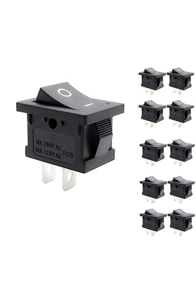 AOKIN 10PCs 10Pcs SPST Snap-in ON-Off 2 Pin Round Snap Rocker Boat Switch Bla...
