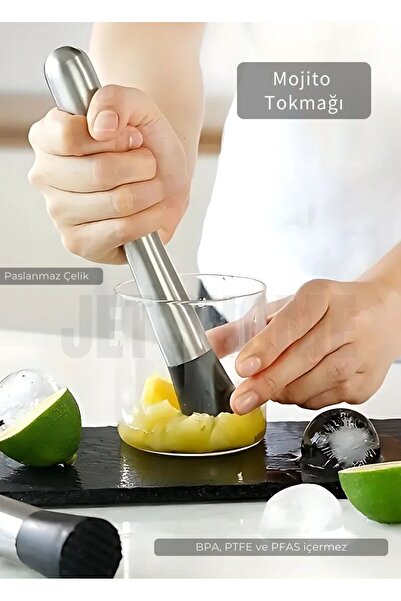 Jet's Home Mojito Tokmağı Barista Buz Ezici Tokmak Meyve Ezici Barmen İçecek Karıştırıcı Paslanmaz 20 cm