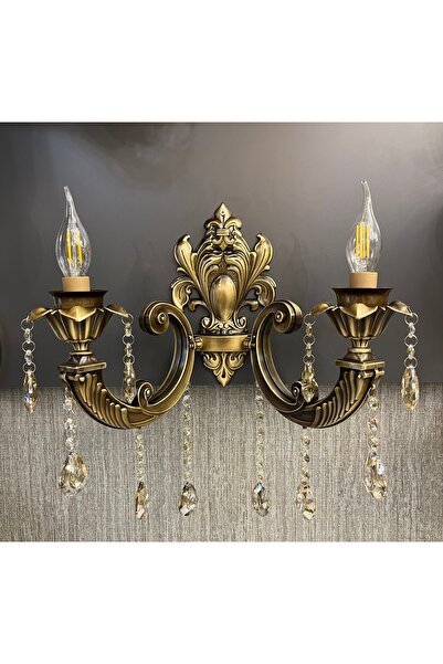 Atakan Avize Çift kollu kristal taşlı aplik