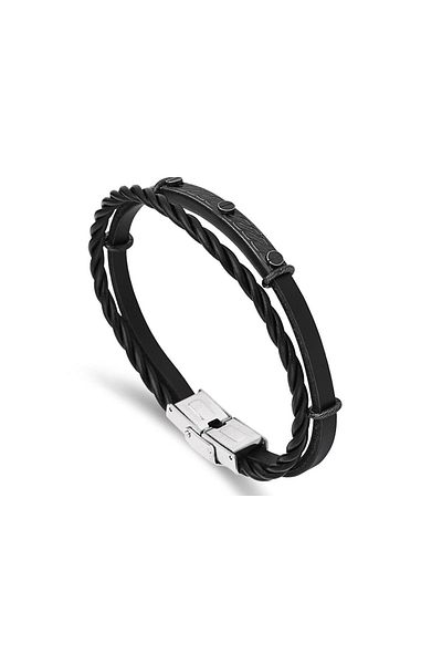 Necati Gün ARS067 Men's Leather Steel Bracelet