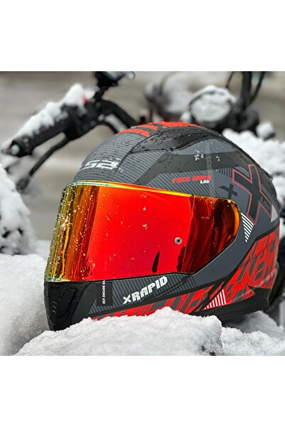 LS2 RAPID 2 XTREET MAT SİYAH-KIRMIZI KAPALI MOTOSİKLET KASKI KIRMIZI CAMLI
