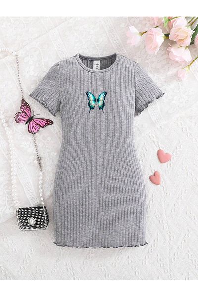 Keywest Rochie cu maneca scurta cu imprimeu fluture