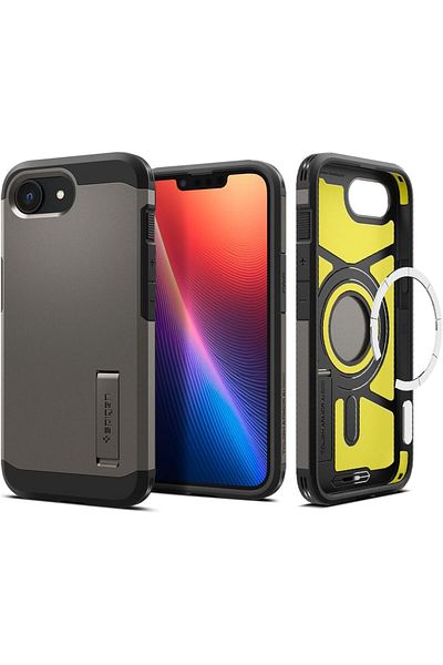 Spigen Tough Armor MagFit AI designed for iPhone 16E case (2025) MagSafe compatible - Gunmetal