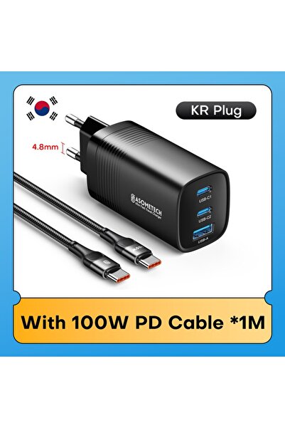 Choice شاحن KR مع كابل 100 وات ASOMETECH GaN USB Type C 65 وات 45 وات PPS PD ...