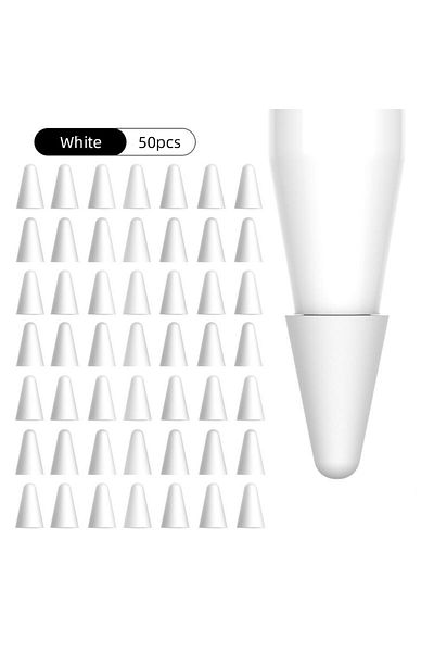 Choice 50 قطعة بيضاء 50 قطعة/مجموعة غطاء طرف قلم Apple Pencil 2nd 1st Generation Nib Case Candy Color Stylus Pen