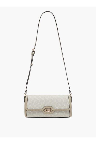 Celeste Monogram Print Crossbody Bag with Flap Closure