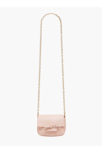 Little Missy Little Missy Bow Accent Crossbody Bag with Chain Strap and Button Closure