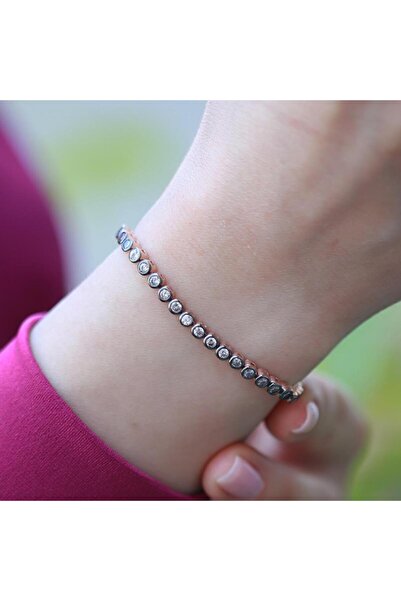 Necati Gün Elmas Montür Rose Gold Kaplama Su Yolu Gümüş Bileklik