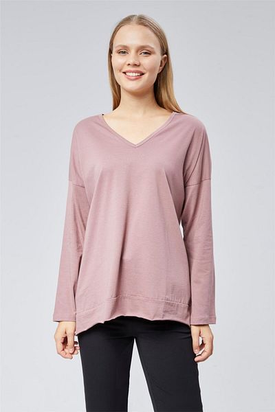 HomeStore Weit geschnittenes T-Shirt mit V-Ausschnitt