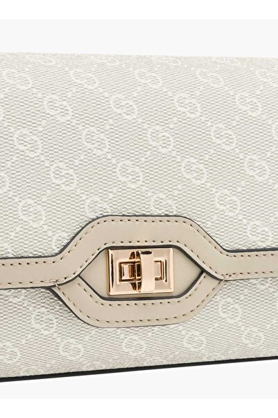 Celeste Monogram Print Crossbody Bag with Flap Closure - W 6.5 x H 12.5 x D 27.5 cm