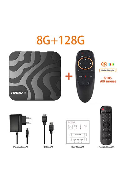 BLKJ EU Plug 8G 128G Voice G10S New H618 Android 14 T95 Max Smart TV Box Double Wifi 2.4G&5.8G 6K 3D Ram