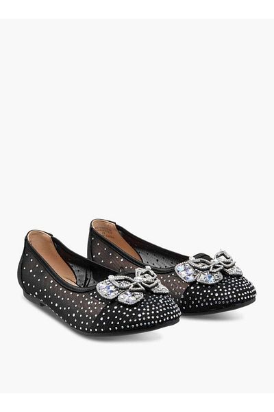 Celeste Girls' Bow Embellished Slip-On Ballerina Shoes