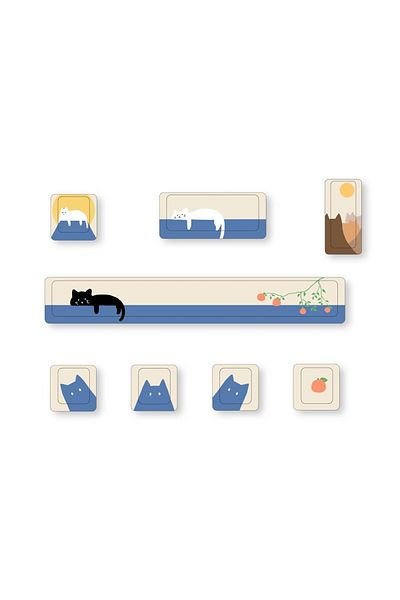 Choice Khaki Cute Theme Personalized Addition Key Cap Eight Piece Set with Five Sides of Thermal Sublimatio