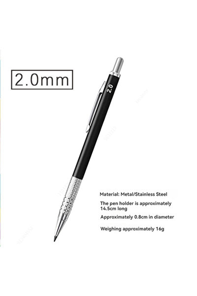 Choice قلم رصاص ميكانيكي معدني مقاس 2.0 مم، مجموعة عبوات إعادة تعبئة الرصاص ب...