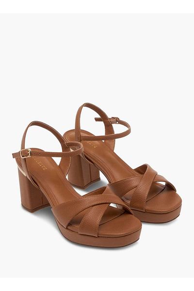 Celeste Women's Textured Sandals with Block Heels and Buckle Closure