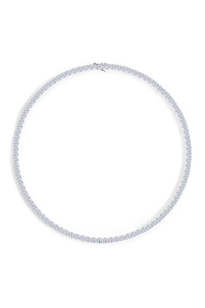 TOM.CO. JEWELRY DESIGN 925 Ayar 3 mm Taşlı Su Yolu Kadın Gümüş Kolye Taşlı Ka...