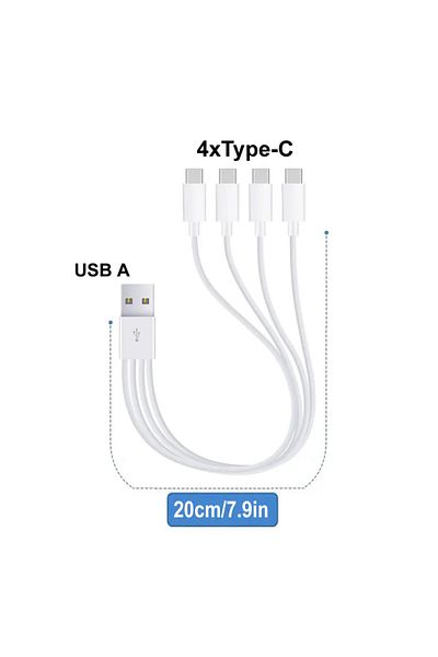 Choice كابل موزع USB من النوع A إلى 4xType-C PD 1 إلى 6 كابل USB متعدد 3 في 1 سلك شحن سريع لـ