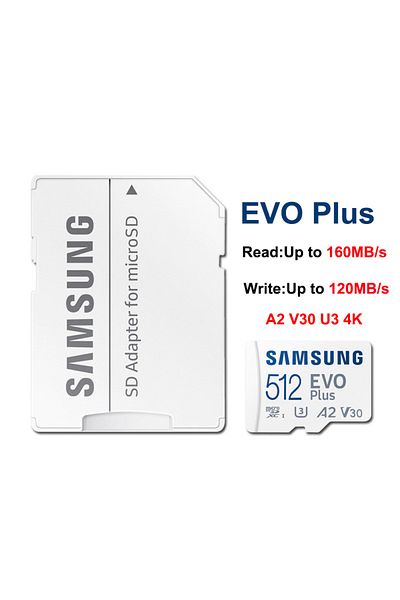 Choice بطاقة ذاكرة سامسونج EVOPlus بسعة 512 جيجابايت U1V10A1/128 جيجابايت 256 جيجابايت 512 جيجابايت U3V30A2 MicroSD TF بطاقة ذاكرة microSDXC UHS-I