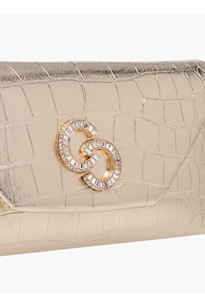 Celeste Embellshed Crossbody Bag with Chain Strap and Flap Closure - W 7 x H 11.5 x D 21 cm