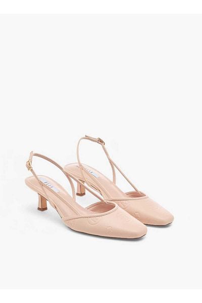 ELLE Women's Square Toe Shoes with Buckle Closure and Kitten Heels