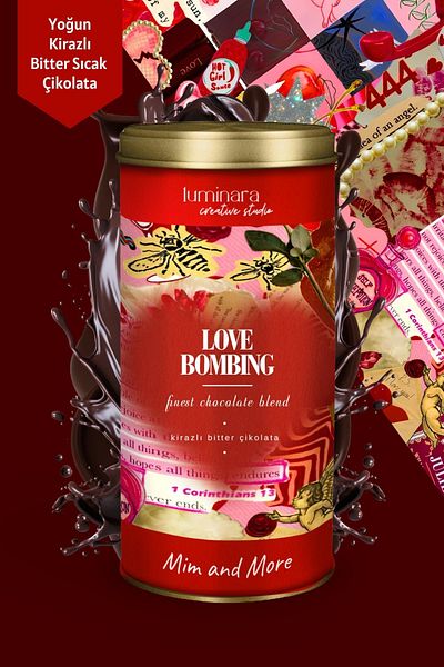 Mim and More Luminara Studio X Love Bombing: 200 g Dark Hot Chocolate with Cherry