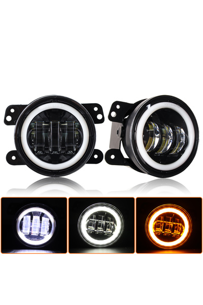 Choice 2PC With Halo 2Pcs 4Inch Led Fog Lights Halo Ring DRL Off Road Fog Lam...