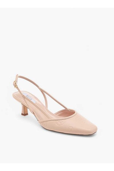 ELLE Women's Square Toe Shoes with Buckle Closure and Kitten Heels