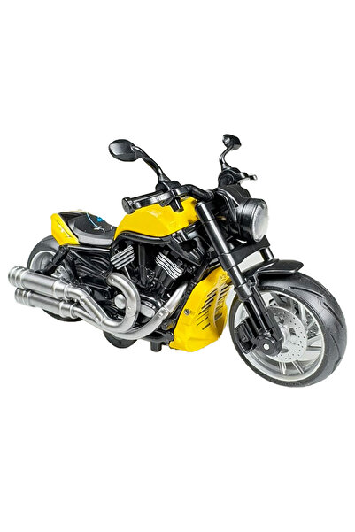 Toyaş Model Motor with Light and Music Pull and Drop Engine Diecast Motor Models Yellow 16cm