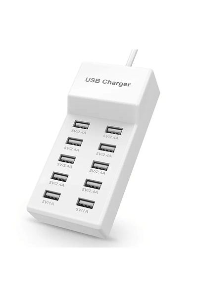 ILEPO EU Plug 10 USB USB Charger Station,10-Port 50W Multiple USB Charging Station Multi Ports USB Charger
