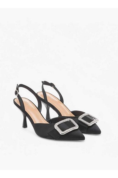 Celeste Women's Embellished Slingback Shoes with Buckle Closure and Stiletto Heels