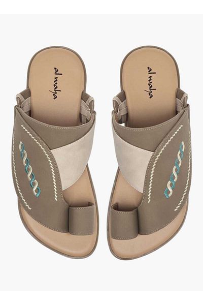Al Waha Embroidered Slip-On Arabic Sandals with Toe Loop