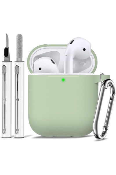 Choice Matcha Green Airpods Case Cover 2&1 with Cleaner Kit,Soft Silicone Protective Case for Apple AirPods