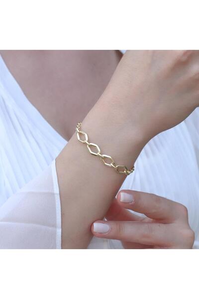 Necati Gün Mozaik Halkalı Gold Kaplama Gümüş Hallow Bileklik