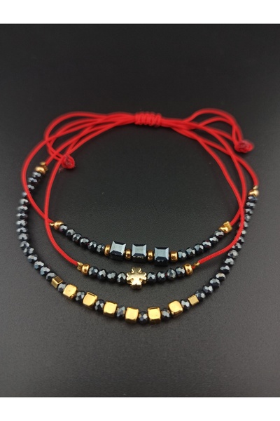 sondonfashion 4 yapraklı Yonca  3'lü Bohemia Kristali Makrome Şans Bilekliği ...