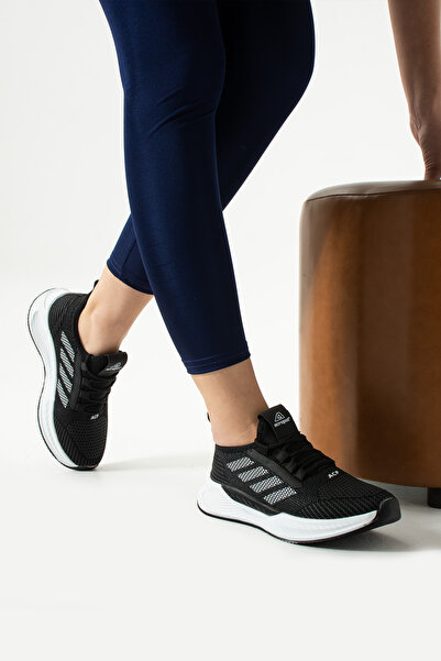 LUXEON Dámské černé bílé šněrovací ortopedické síťované úpletové tenisky s lehkou podrážkou Sportovní obuv na každodenní vycházky