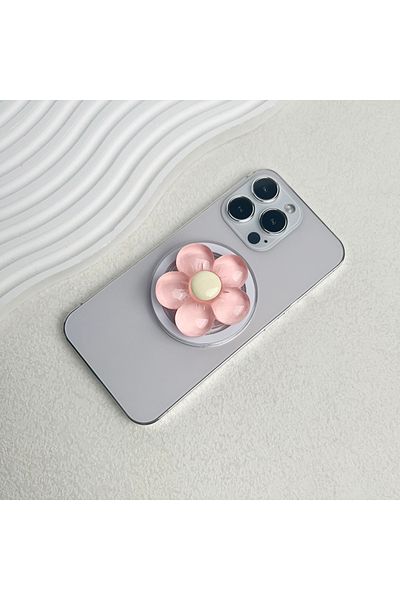 Choice Pink Magnetic Cute Floral Retractable Grip for Magsafe IPhone Transparent Resin Candy-Colored Flower