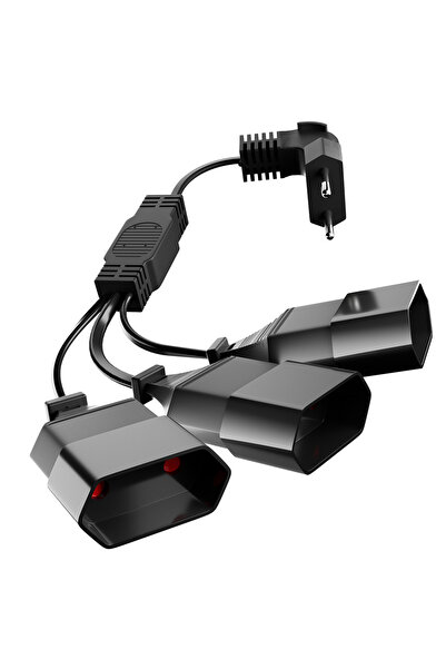 Choice سلك تمديد طاقة ثنائي المخرج، أسود اللون، بمقبس ذكر بزاوية 90 درجة إلى ...