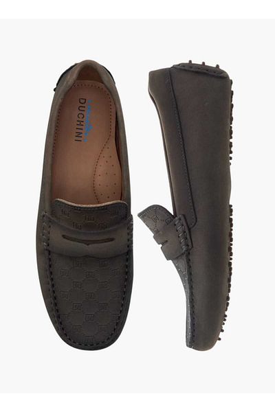 Mister Duchini Monogram Embossed Slip-On Loafers