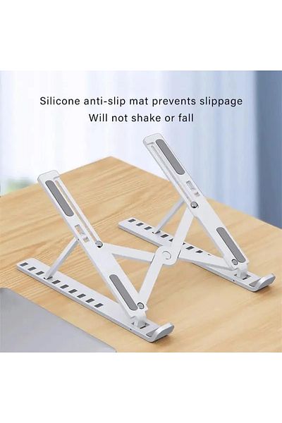 Choice 10 Position White Foldable Laptop Stand Adjustable Portable Notebook Bracket Support Base ABS Holder