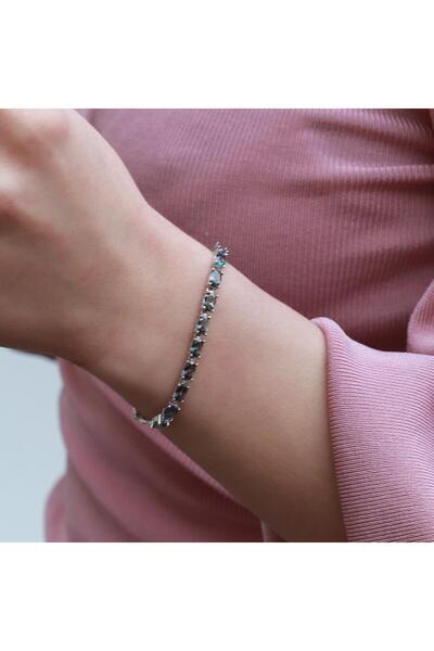 Necati Gün Mistik Topaz Taşlı Su Yolu Gümüş Bileklik