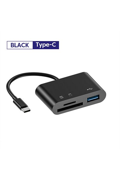 Maerknon Black 3 in 1 Type C Adapter Multi Port TF CF SD Memory Card Reader USB Hub Converter For Phone Samsu