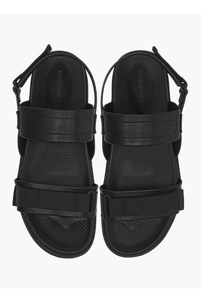 Duchini Men's Strap Detail Sandals with Hook and Loop Closure