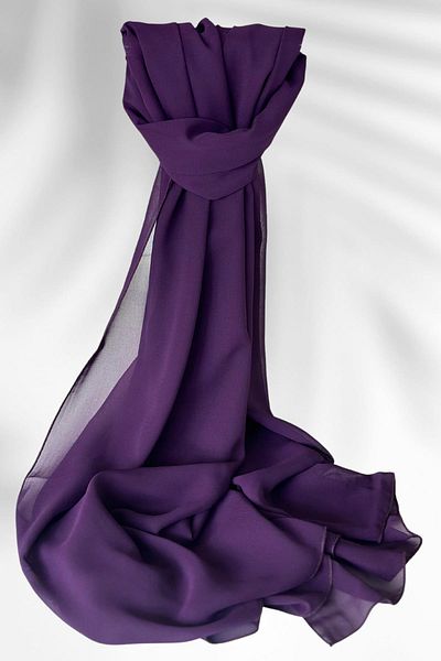 Amine Hüma Chiffon Shawl 75*180 Plum
