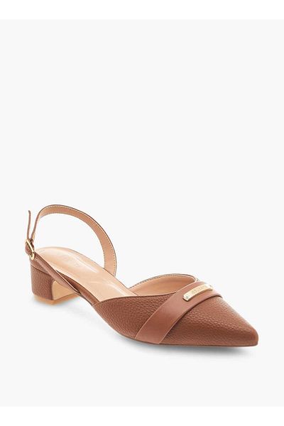 Celeste Women's Pointed Toe Block Heeled Shoes with Buckle Closure