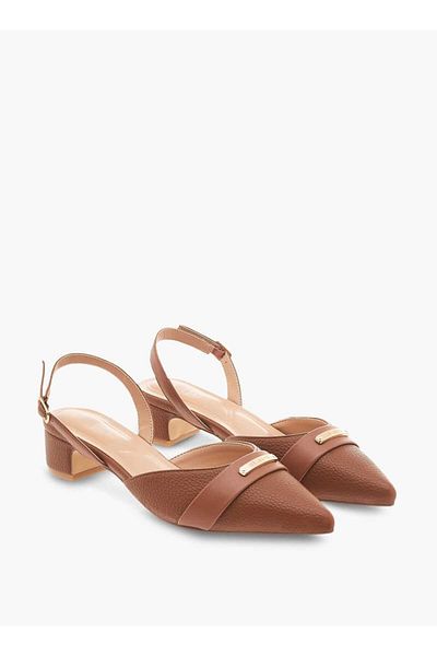 Celeste Women's Pointed Toe Block Heeled Shoes with Buckle Closure