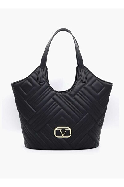 V Italia حقيبة توت مبطنة من V Italia بمقبض مزدوج وإغلاق بزر