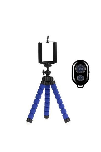 HONGDAK Blue 3PC Tripod For Phone Mobile Camera Holder Clip Sports Camera Monopod Stand Octopus For Gopro He