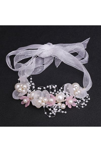 Choice S071-5 1pc Sweet Girl Pearl Hair Accessory Romantic Flower Wreath Children's Gift Girl Kawaii Jewelr