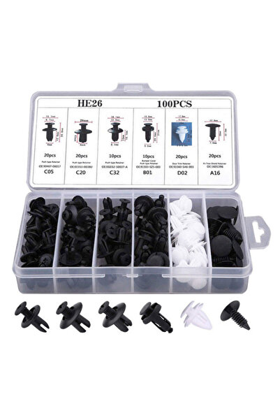 Choice 100Pcs box 100pcs Mixed Car Plastic Clips Auto Fixing Door Closer Pin Removing Retainer Rivet Screws